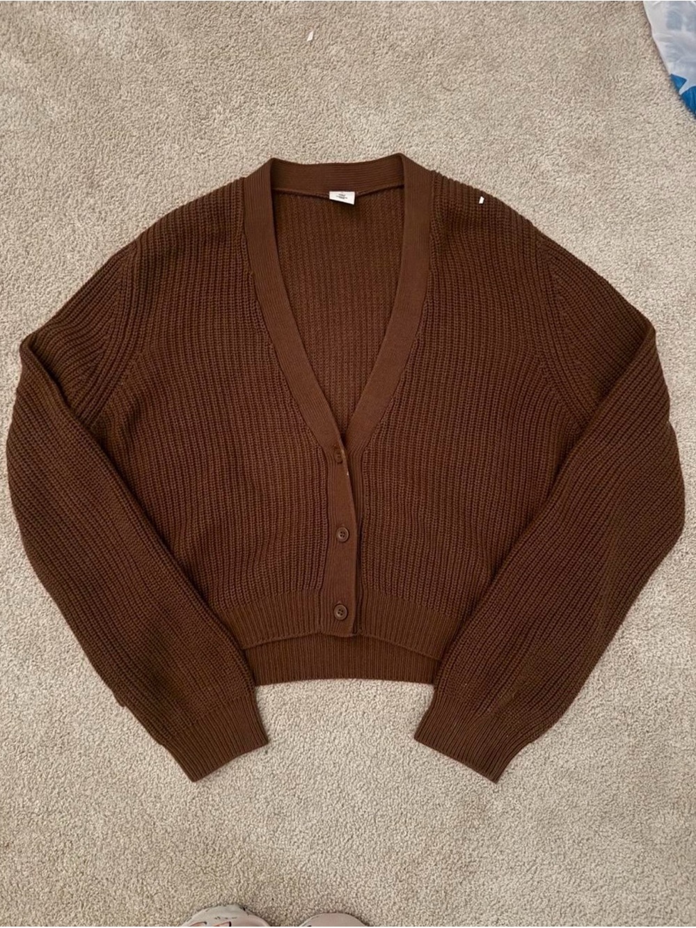 Melrose and Market Brown V-Neck Button Front Cardigan